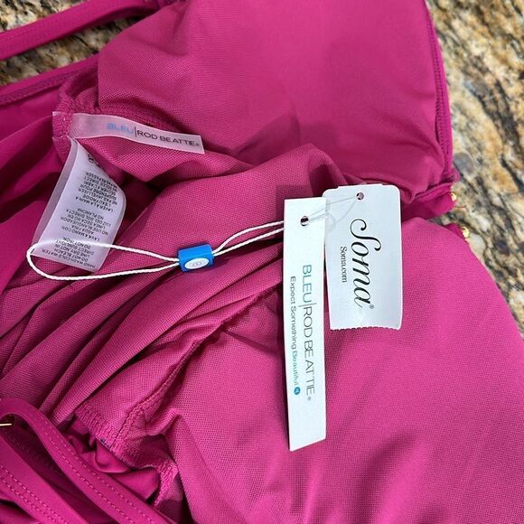 Bleu by Rod Beattie All About U Tankini Top In Dark Pink Size 12 - Picture 5 of 7